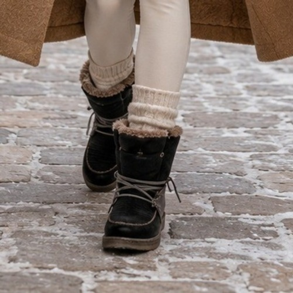 OTBT Womens Slope Boots Leather Faux Fur Boots Size 10 Cozy Nordic Style Winter